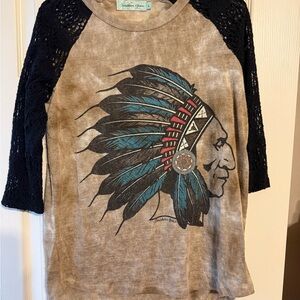 Southern Grace Tee with Black Sleeves and Brown Body